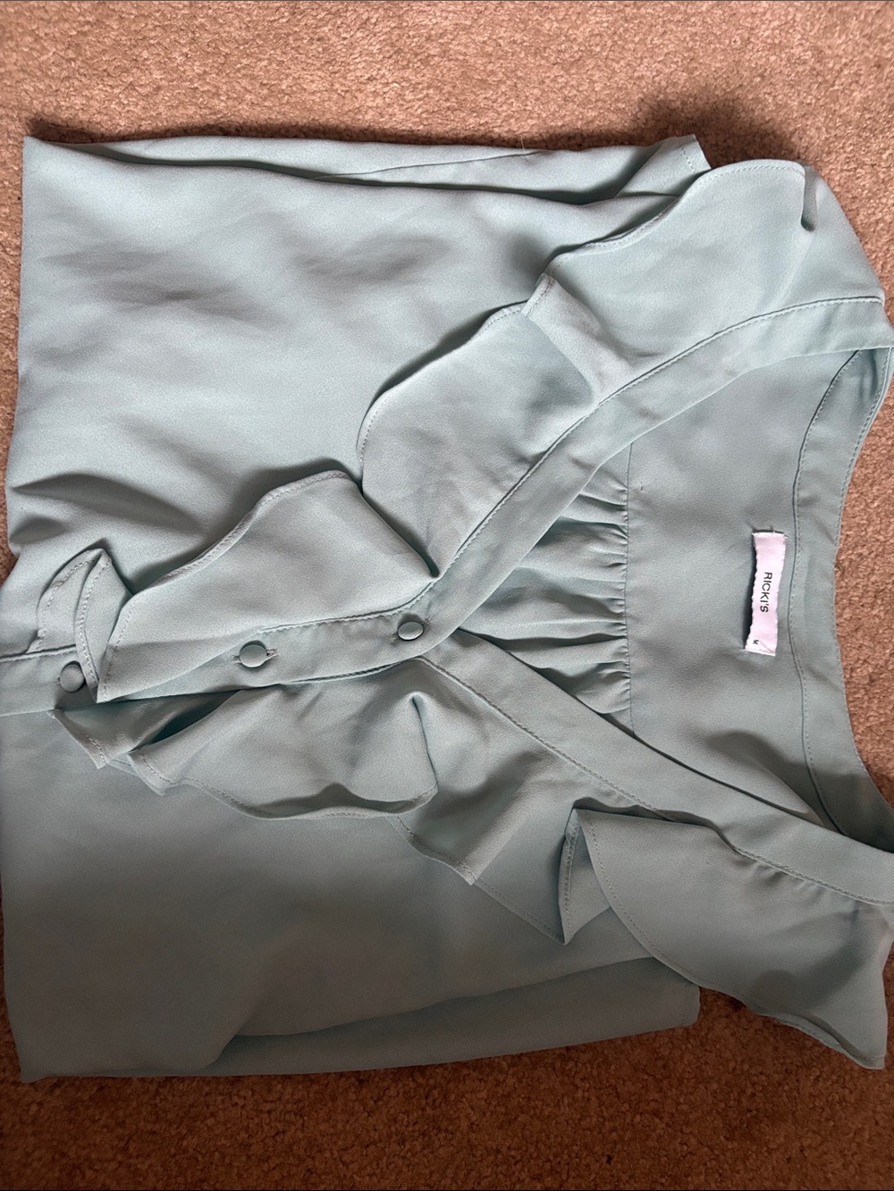 Ricki's Light Sage Ruffled Button-Front Blouse - Picture 4 of 4